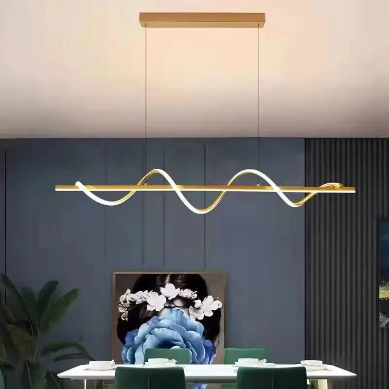 Modern LED Pendant Ceiling Light with Wave Design | Dimmable Dining Room Lamp