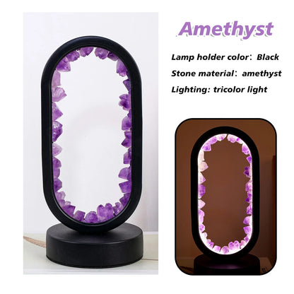 Natural Amethyst Desk Lamp | Calming Crystal Light for Bedroom or Living Room