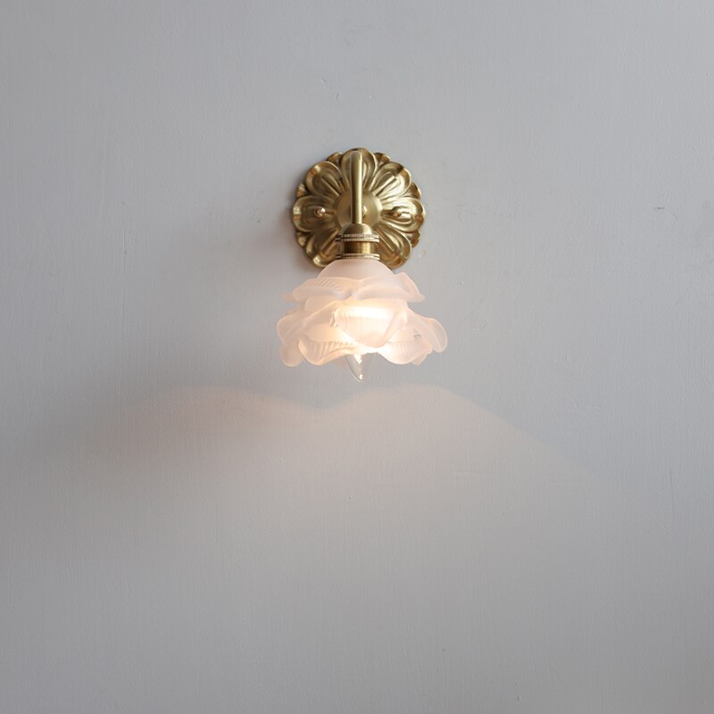 Vintage Glass Flower Wall Light Sconce | Classic Lamp for Bedroom and Living Room