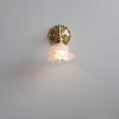 Vintage Glass Flower Wall Light Sconce | Classic Lamp for Bedroom and Living Room