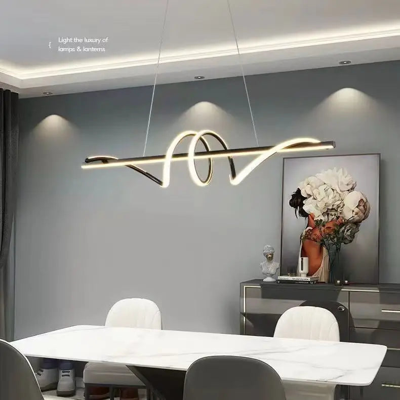 Modern LED Pendant Ceiling Light with Wave Design | Dimmable Dining Room Lamp