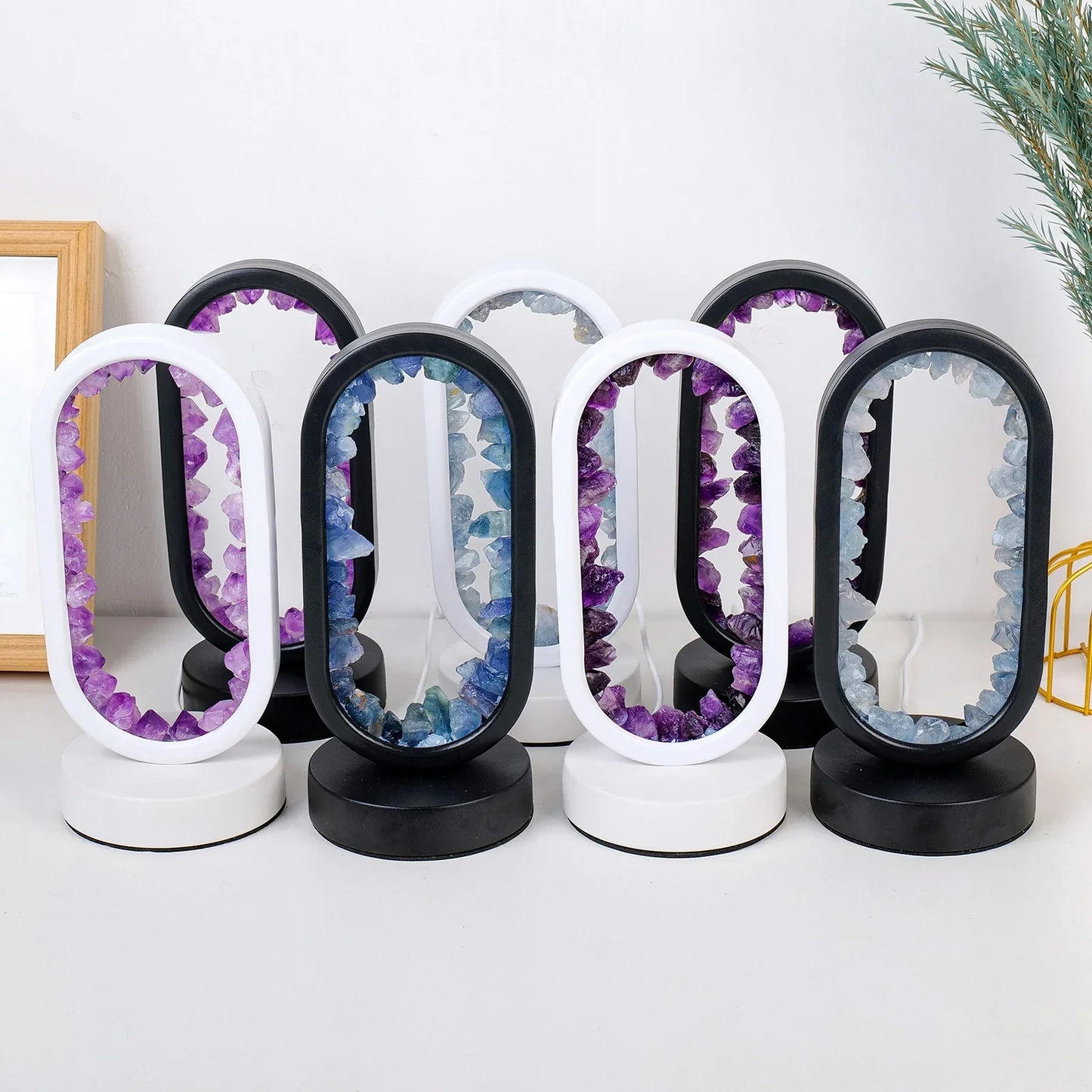 Natural Amethyst Desk Lamp | Calming Crystal Light for Bedroom or Living Room