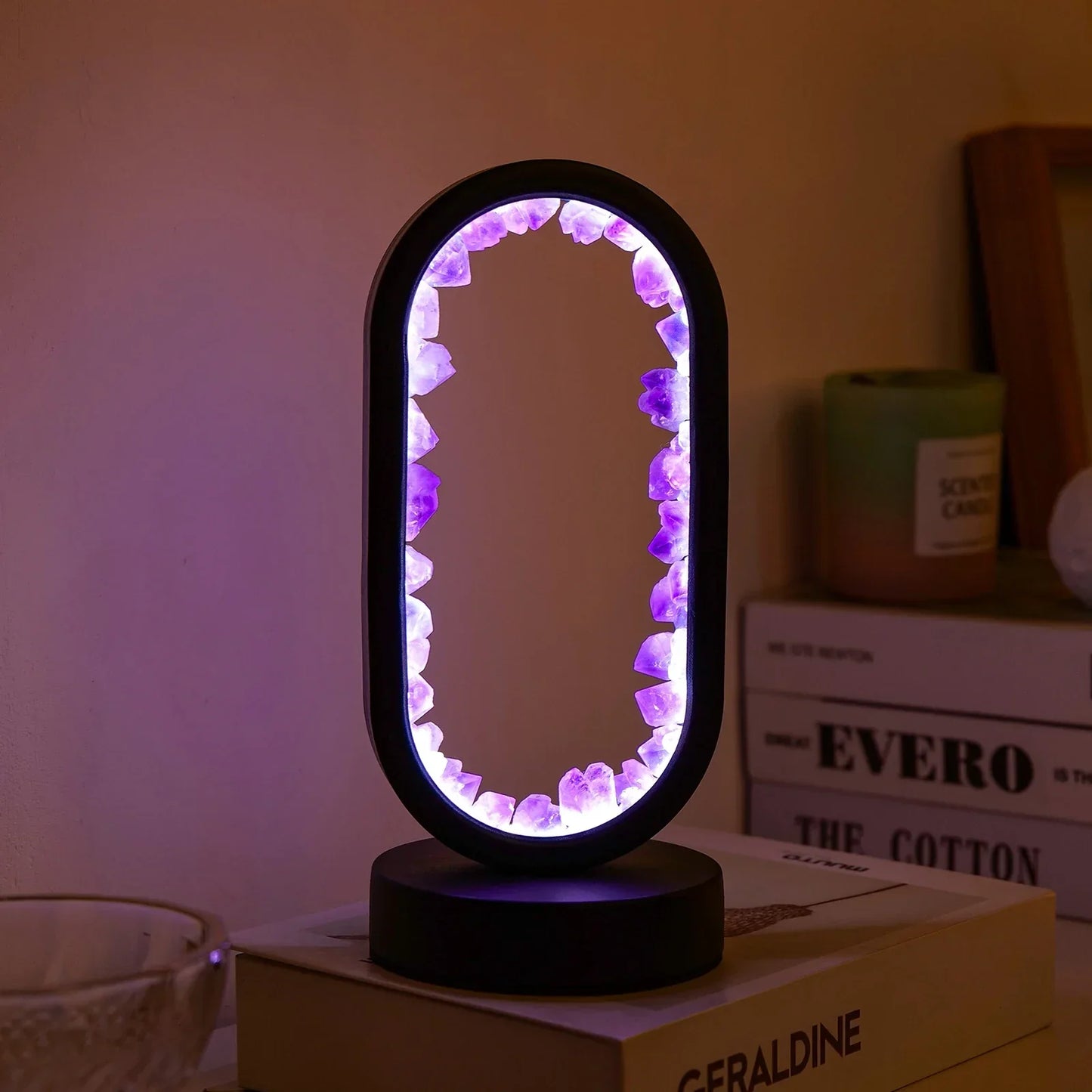 Natural Amethyst Desk Lamp | Calming Crystal Light for Bedroom or Living Room