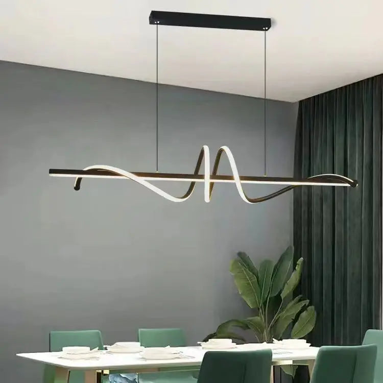 Modern LED Pendant Ceiling Light with Wave Design | Dimmable Dining Room Lamp