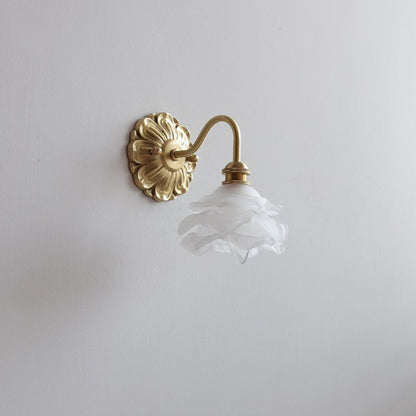 Vintage Glass Flower Wall Light Sconce | Classic Lamp for Bedroom and Living Room