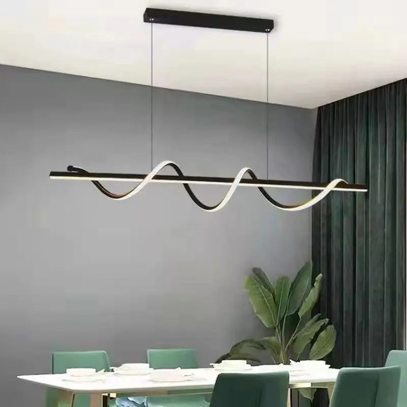 Modern LED Pendant Ceiling Light with Wave Design | Dimmable Dining Room Lamp