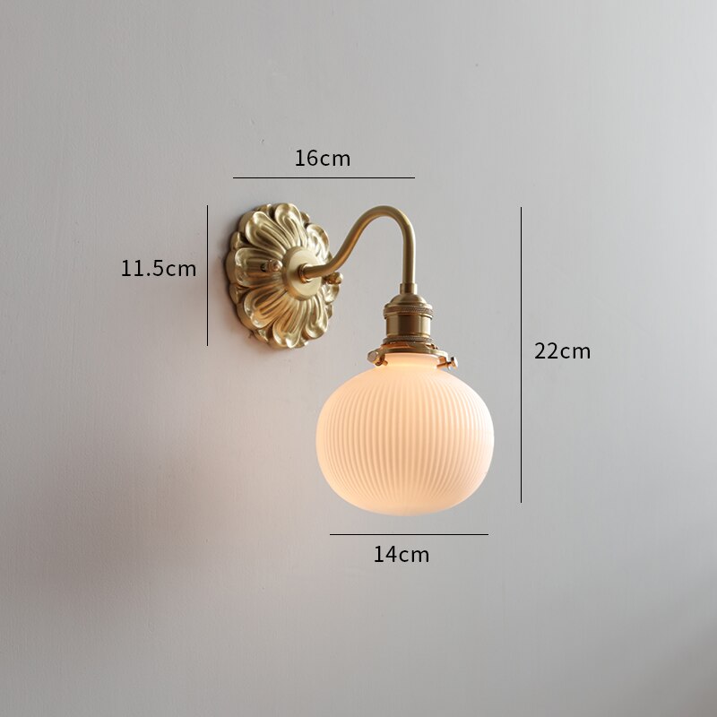 Vintage Glass Flower Wall Light Sconce | Classic Lamp for Bedroom and Living Room