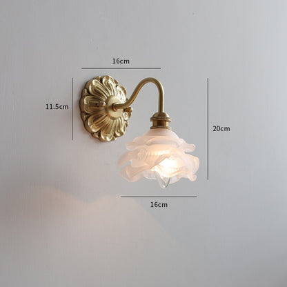 Vintage Glass Flower Wall Light Sconce | Classic Lamp for Bedroom and Living Room