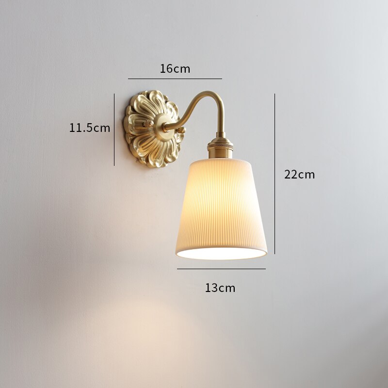 Vintage Glass Flower Wall Light Sconce | Classic Lamp for Bedroom and Living Room