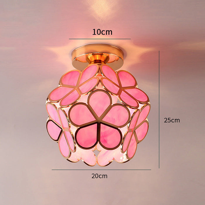 Glass Flower Ceiling Lamp | Elegant Decorative Light for Hallway or Bedroom