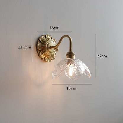 Vintage Glass Flower Wall Light Sconce | Classic Lamp for Bedroom and Living Room