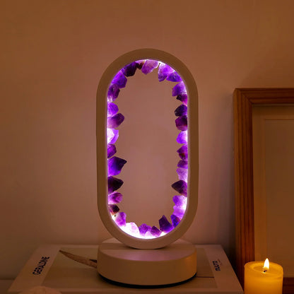 Natural Amethyst Desk Lamp | Calming Crystal Light for Bedroom or Living Room