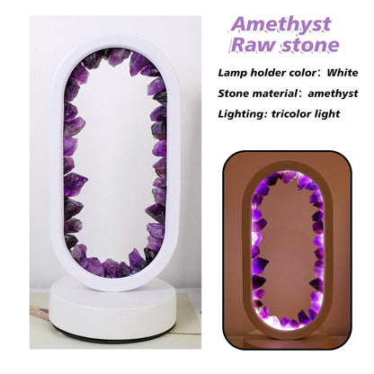Natural Amethyst Desk Lamp | Calming Crystal Light for Bedroom or Living Room