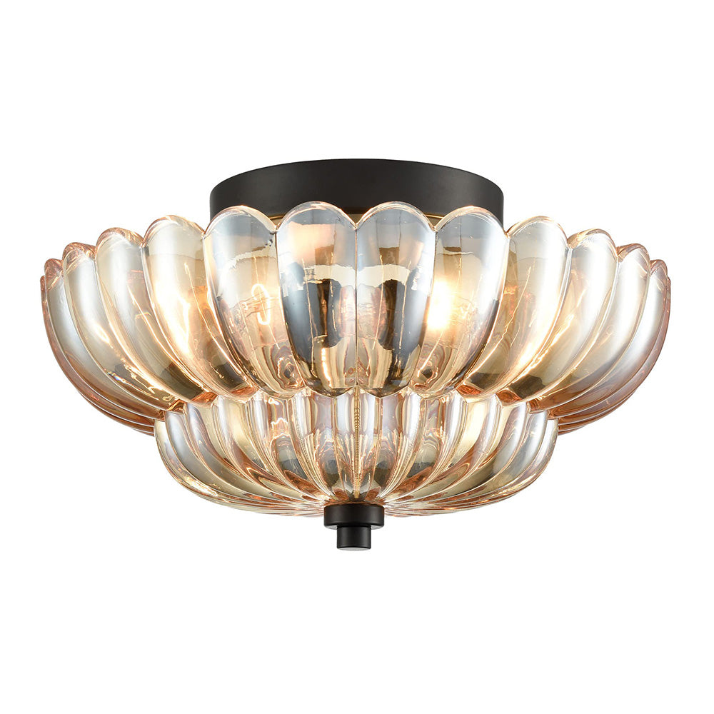 Vintage Amber Glass Semi Flush Ceiling Light for Bedroom | Classic Ceiling Lamp Design