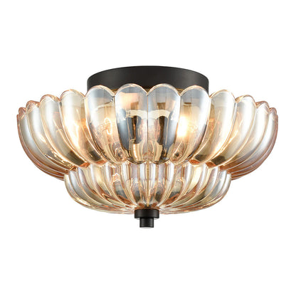 Vintage Amber Glass Semi Flush Ceiling Light for Bedroom | Classic Ceiling Lamp Design