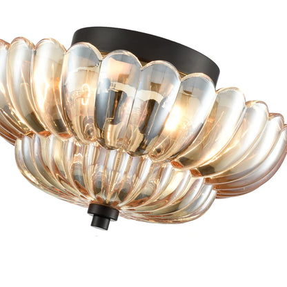 Vintage Amber Glass Semi Flush Ceiling Light for Bedroom | Classic Ceiling Lamp Design