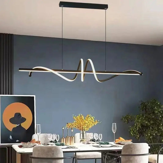Modern LED Pendant Ceiling Light with Wave Design | Dimmable Dining Room Lamp