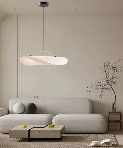 Japandi Style Silk Ceiling Lamp | Modern Fabric Chandelier for Living or Dining Room