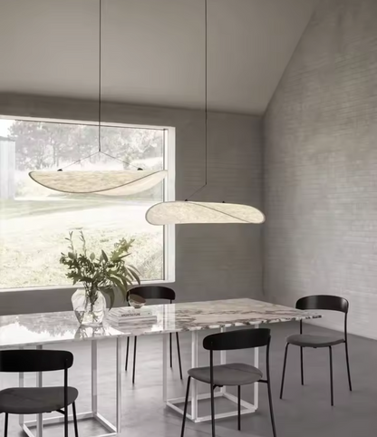 Japandi Style Silk Ceiling Lamp | Modern Fabric Chandelier for Living or Dining Room