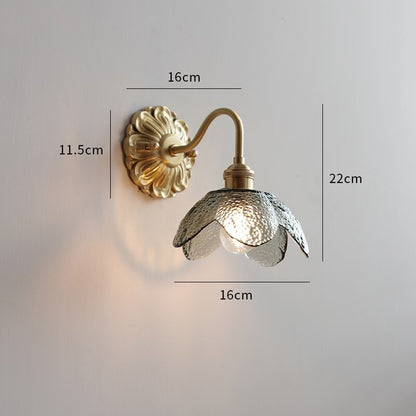 Vintage Glass Flower Wall Light Sconce | Classic Lamp for Bedroom and Living Room