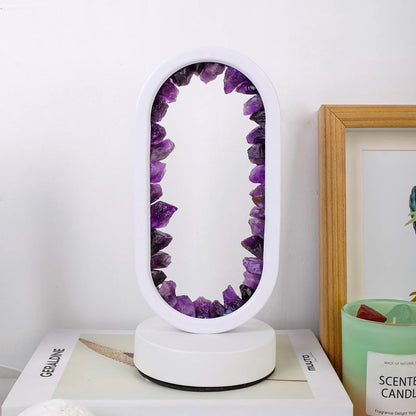 Natural Amethyst Desk Lamp | Calming Crystal Light for Bedroom or Living Room