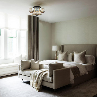 Vintage Amber Glass Semi Flush Ceiling Light for Bedroom | Classic Ceiling Lamp Design