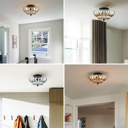 Vintage Amber Glass Semi Flush Ceiling Light for Bedroom | Classic Ceiling Lamp Design