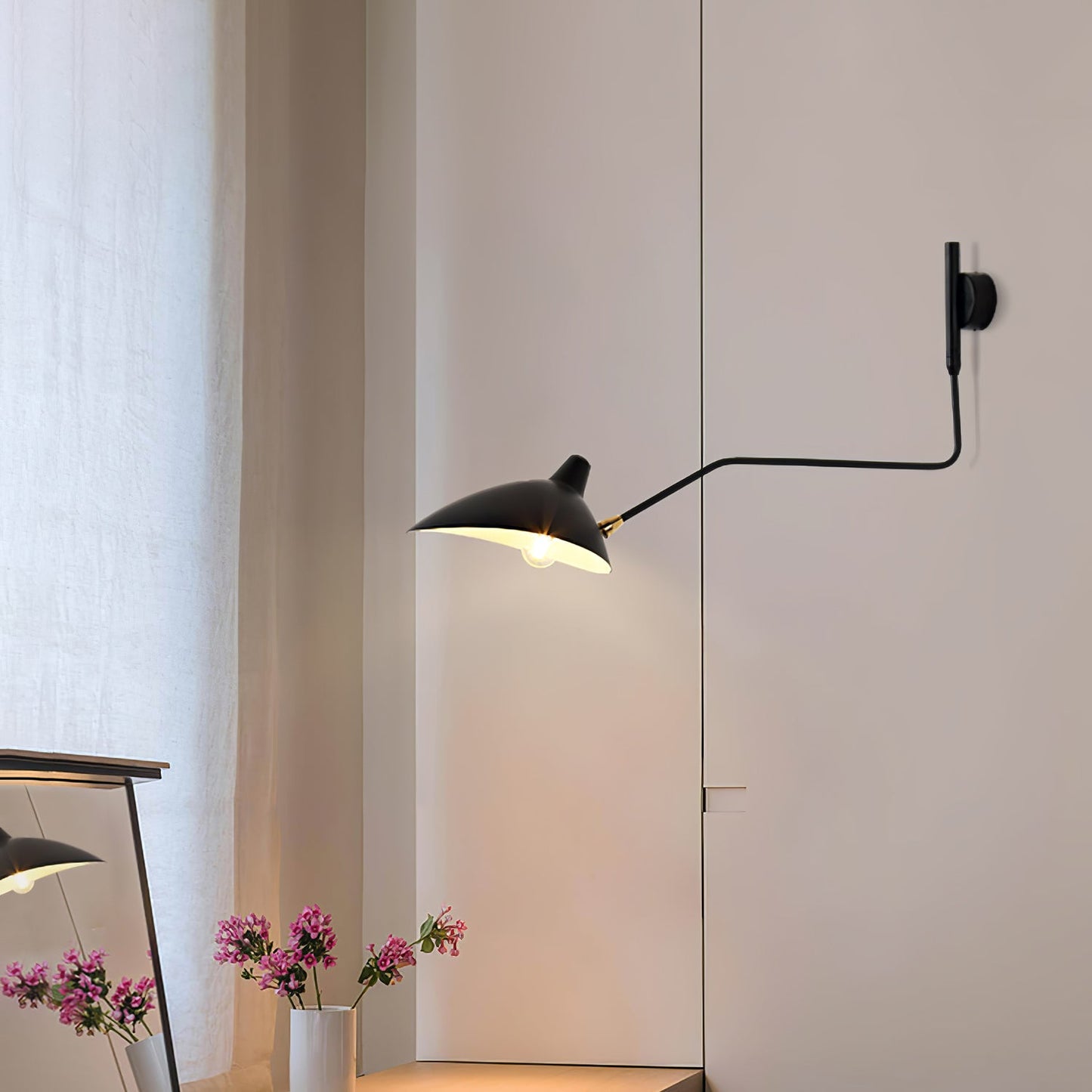 Adjustable Arm Wall Lamp Sconce | Modern Swing Arm Wall Light for Bedroom