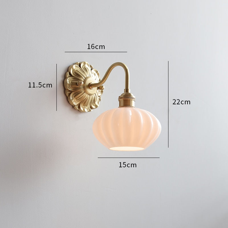 Vintage Glass Flower Wall Light Sconce | Classic Lamp for Bedroom and Living Room