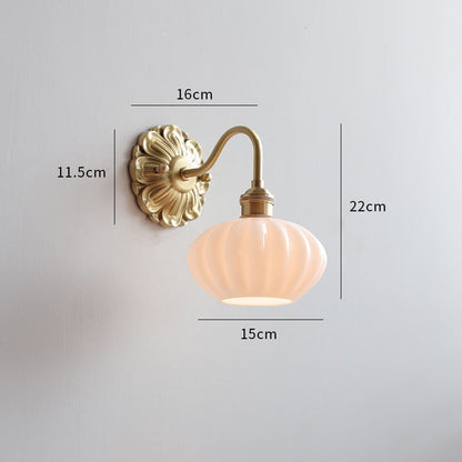 Vintage Glass Flower Wall Light Sconce | Classic Lamp for Bedroom and Living Room