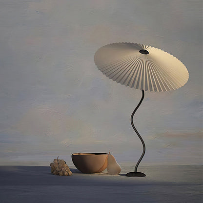 Pleated Table Lamp | Nordic Origami Style with Curved Wavy Base
