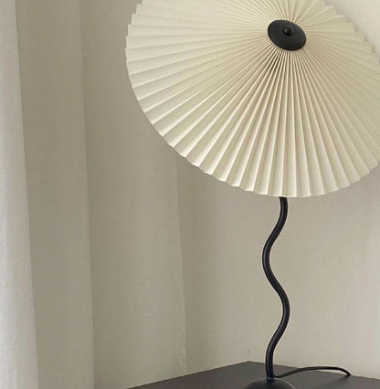 Pleated Table Lamp | Nordic Origami Style with Curved Wavy Base