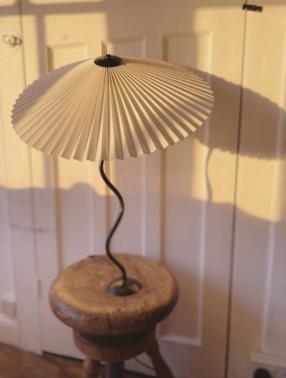 Pleated Table Lamp | Nordic Origami Style with Curved Wavy Base