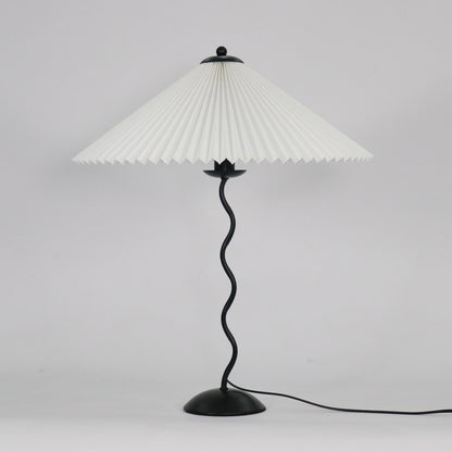 Pleated Table Lamp | Nordic Origami Style with Curved Wavy Base
