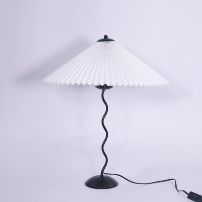 Pleated Table Lamp | Nordic Origami Style with Curved Wavy Base
