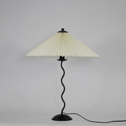 Pleated Table Lamp | Nordic Origami Style with Curved Wavy Base