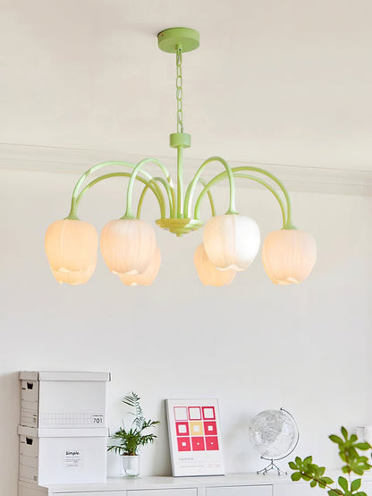 Tulip Chandelier Ceiling Lamp | Modern Floral Light Fixture for Living and Dining