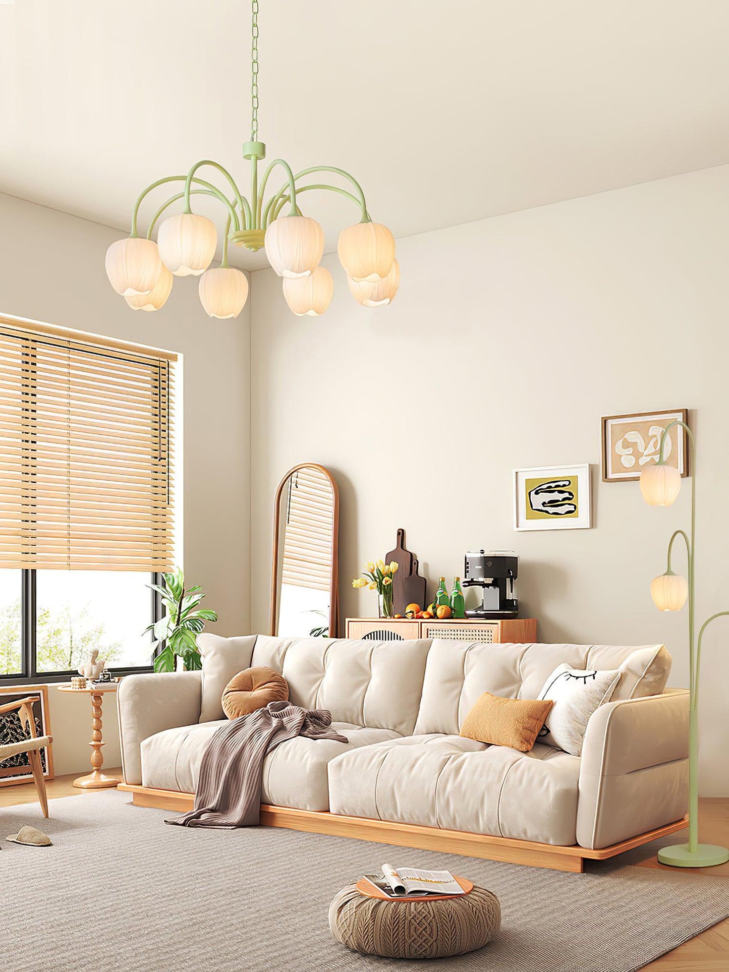 Tulip Chandelier Ceiling Lamp | Modern Floral Light Fixture for Living and Dining