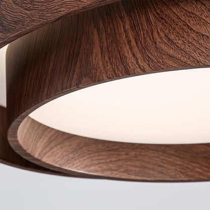 Modern Round Ceiling Light in Walnut Effect | Flush Mount LED Ceiling Lamp