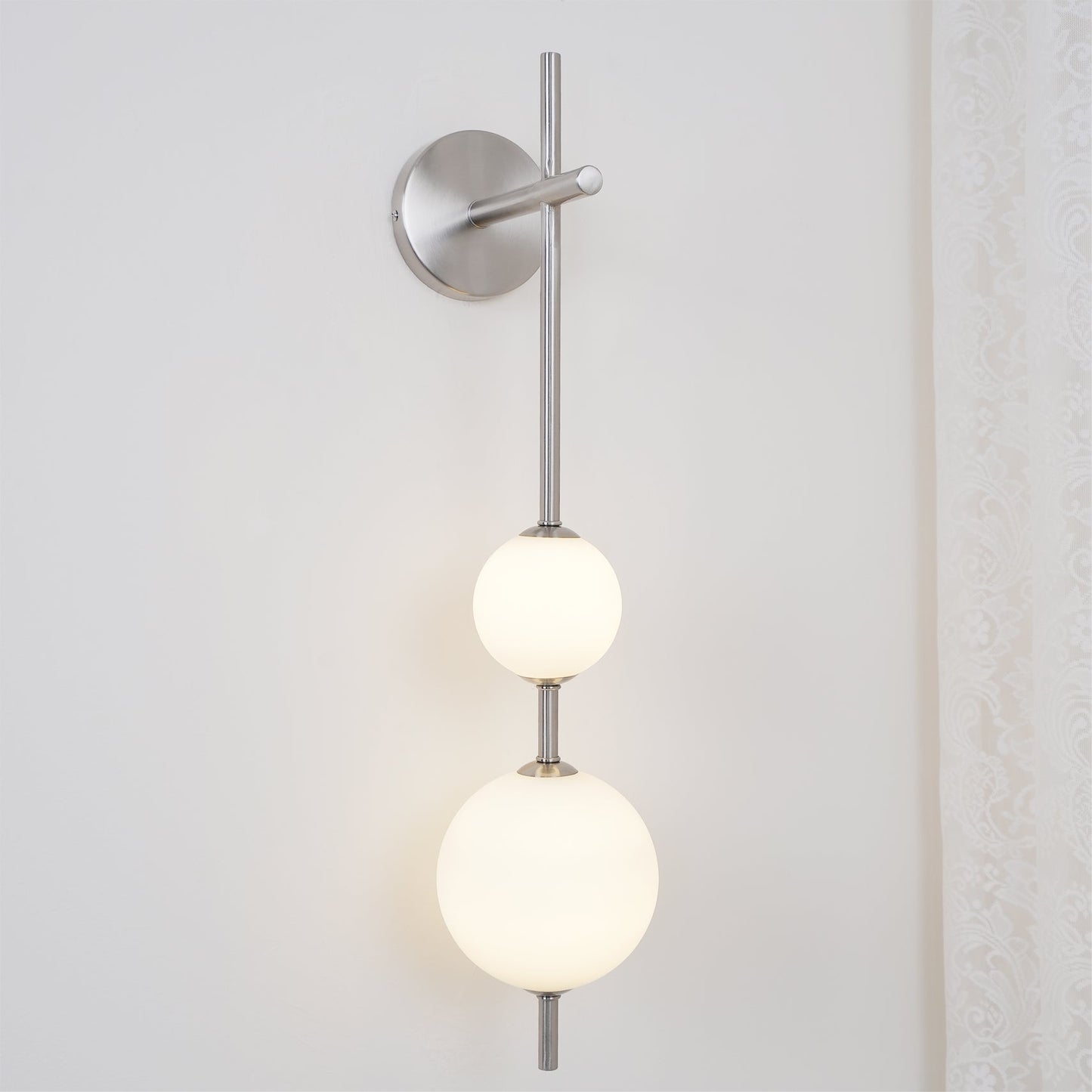 Modern Wall Lamp | Vertical Glass Globe Sconce for Bedroom