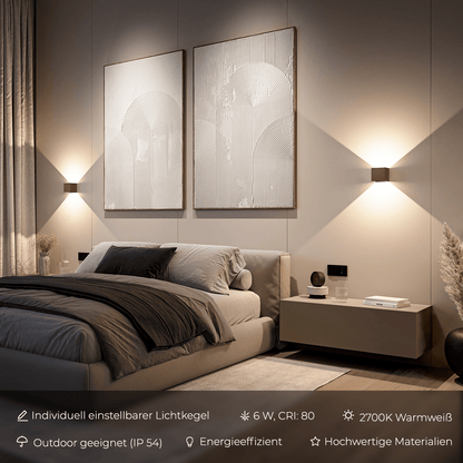 Modern LED Wall Light Sconce | Adjustable Indoor Outdoor Wall Lamp for Bedroom