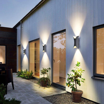 Outdoor LED Wall Sconce in Modern Curved Design | Waterproof Up and Down Wall Light
