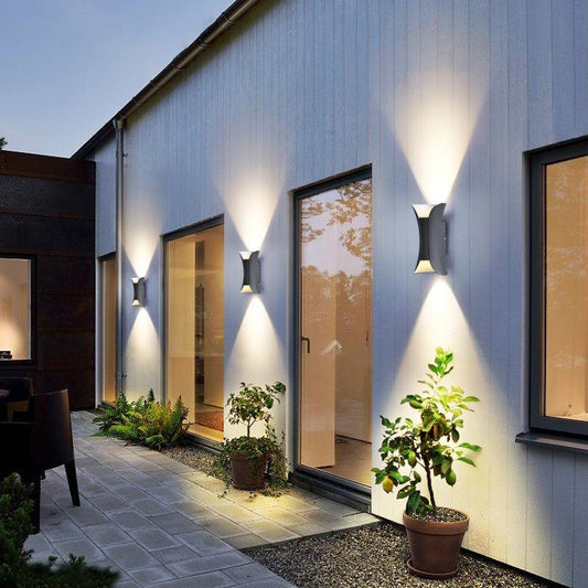 Outdoor LED Wall Sconce in Modern Curved Design | Waterproof Up and Down Wall Light