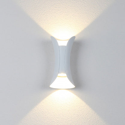 Outdoor LED Wall Sconce in Modern Curved Design | Waterproof Up and Down Wall Light
