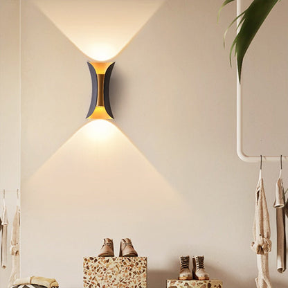 Outdoor LED Wall Sconce in Modern Curved Design | Waterproof Up and Down Wall Light