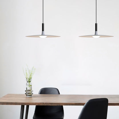Modern Flat Pendant Ceiling Light with Wide Lampshade | Creative Dining Room Lamp