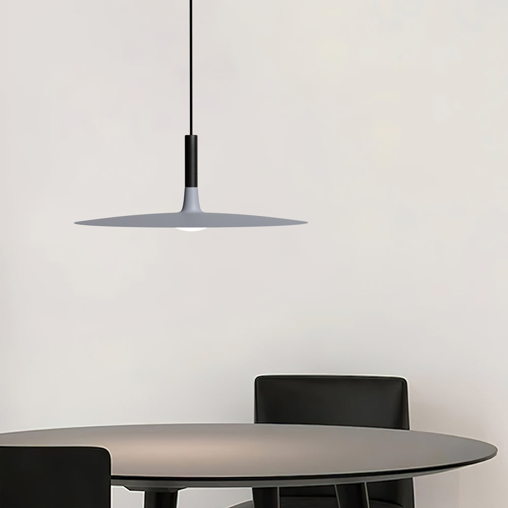 Modern Flat Pendant Ceiling Light with Wide Lampshade | Creative Dining Room Lamp