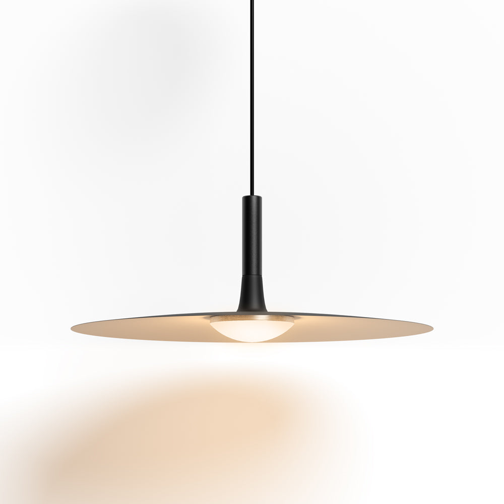Modern Flat Pendant Ceiling Light with Wide Lampshade | Creative Dining Room Lamp
