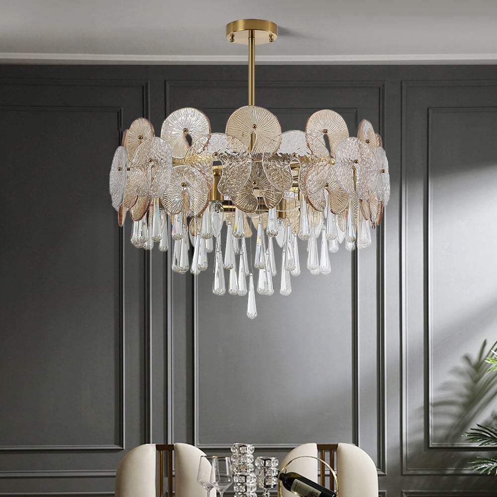 Luxury Tiered Crystal Chandelier in Gold Finish | Elegant Ceiling Light