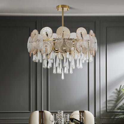 Luxury Tiered Crystal Chandelier in Gold Finish | Elegant Ceiling Light